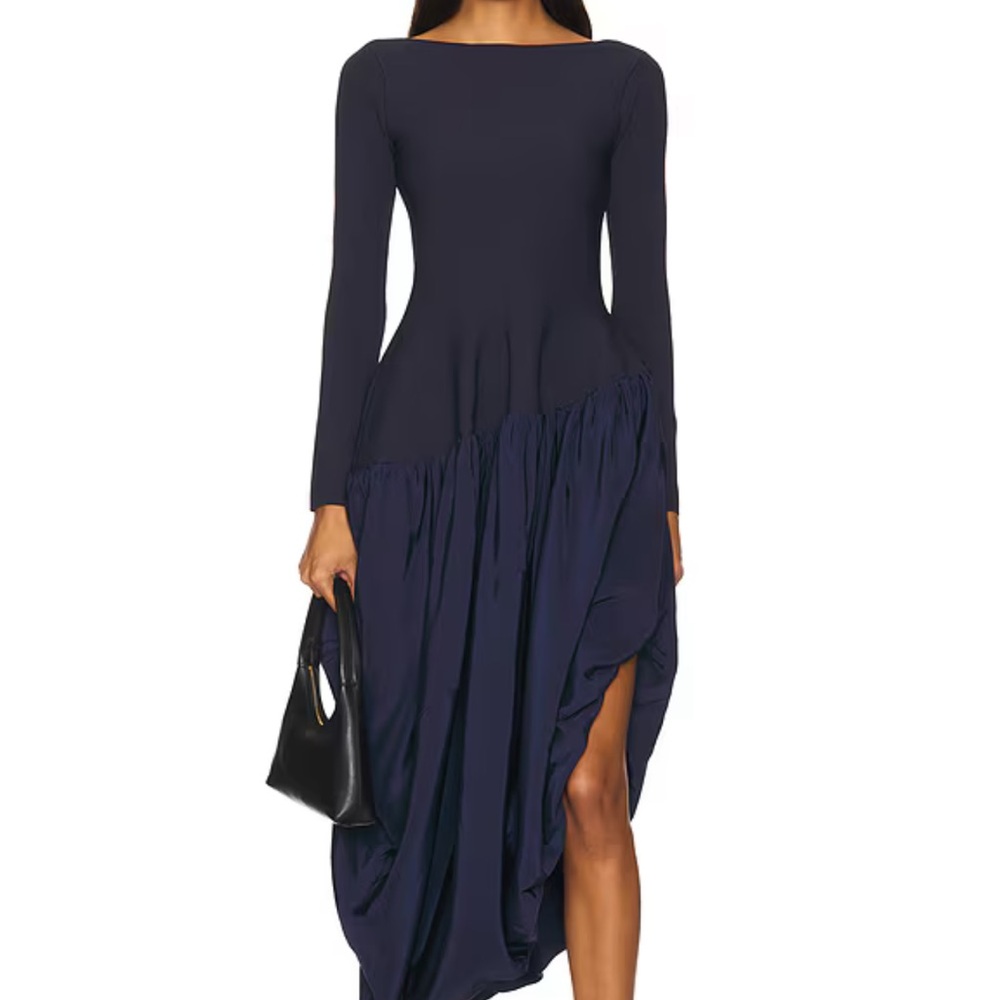 Simkhai Angela Longsleeve Combo Midi Dress in Midnight (never worn)